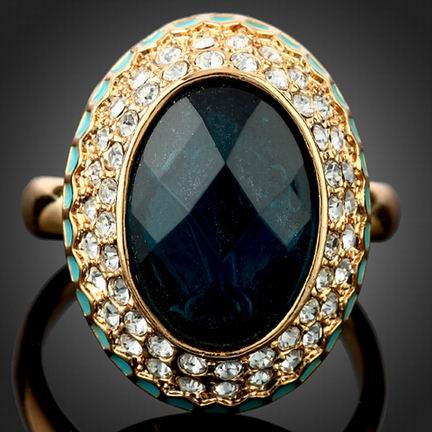 EGYPTIAN BLUE SWAROVSKI CRYSTAL RING-sz 8